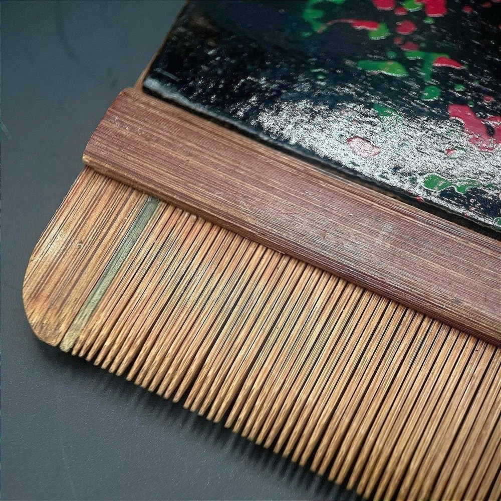 Unbranded Hair Comb Vintage OS Brown Excellent Bamboo Fine Tooth Splatter Paint
